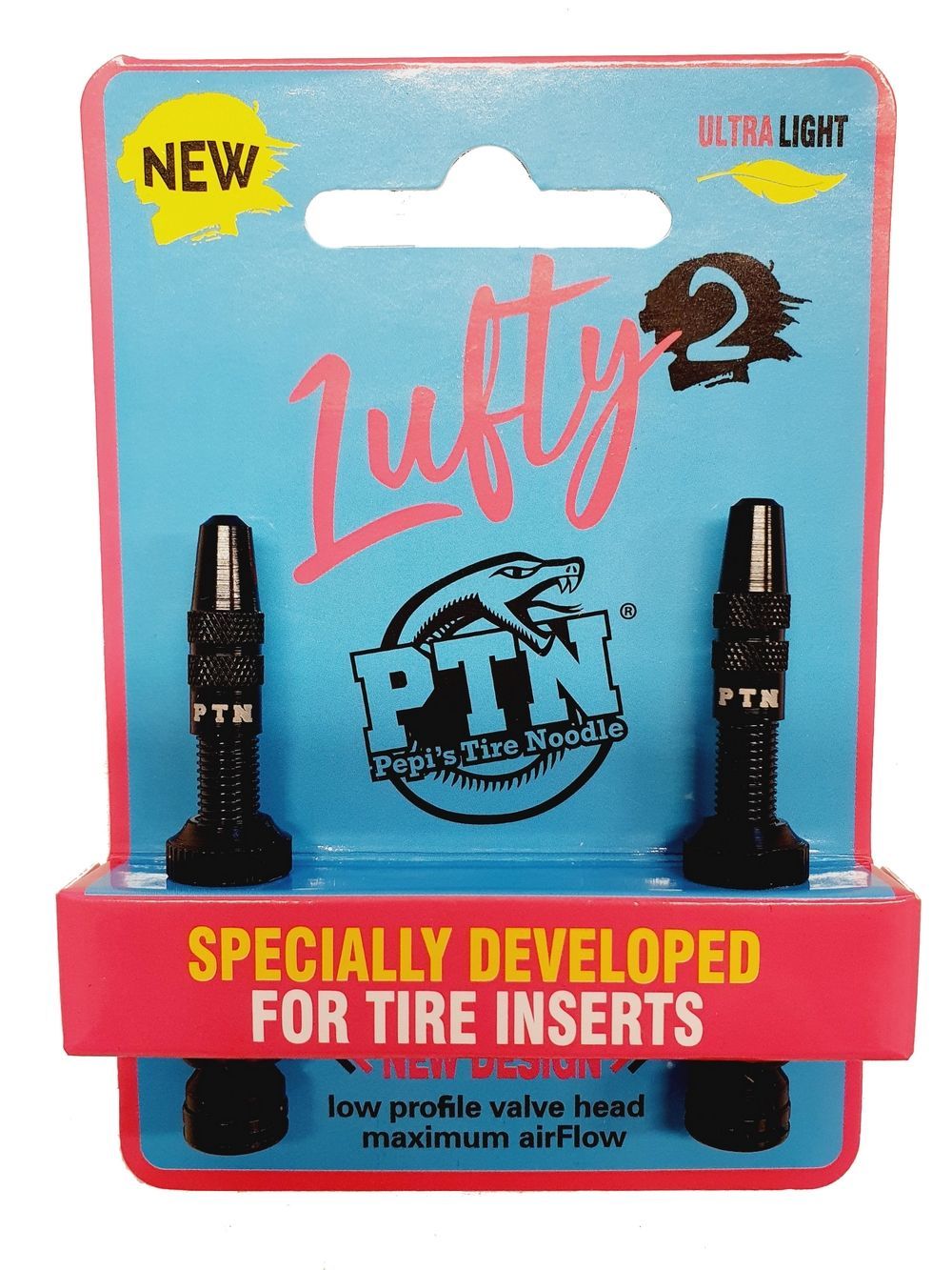 PTN Pepi´s Tire Noodle-Pepi´s Tire Noodle, Ventil-Set LUFTY 2, Aluminium, 47mm, schwarz_VAL001_