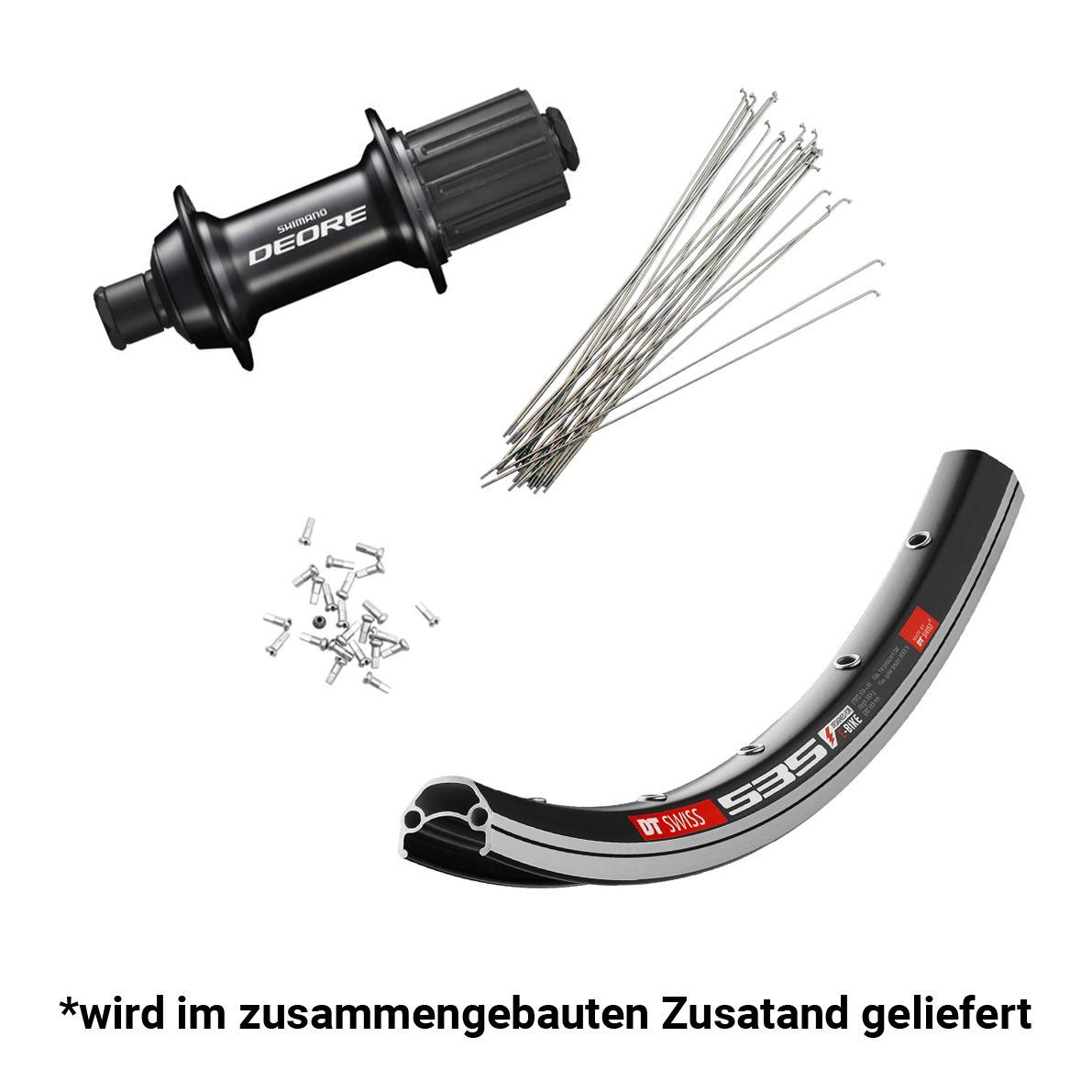 Hinterrad DT Swiss 535 700c / Shimano Deore, schwarz, V-Brake, Shimano HG