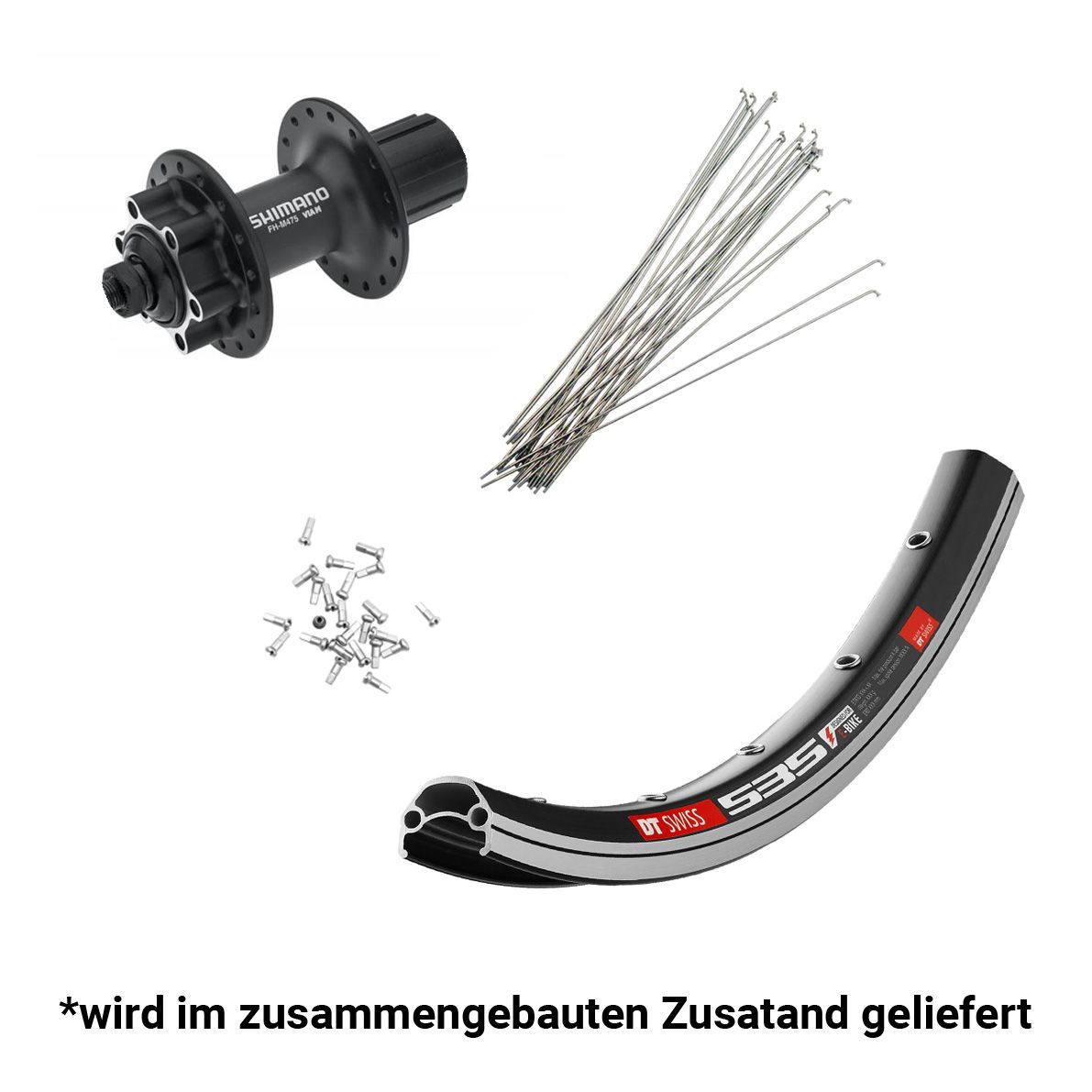 Hinterrad DT Swiss 535 26" / Shimano QB400, schwarz, 6 Loch, 135/5mm  - , Shimano HG