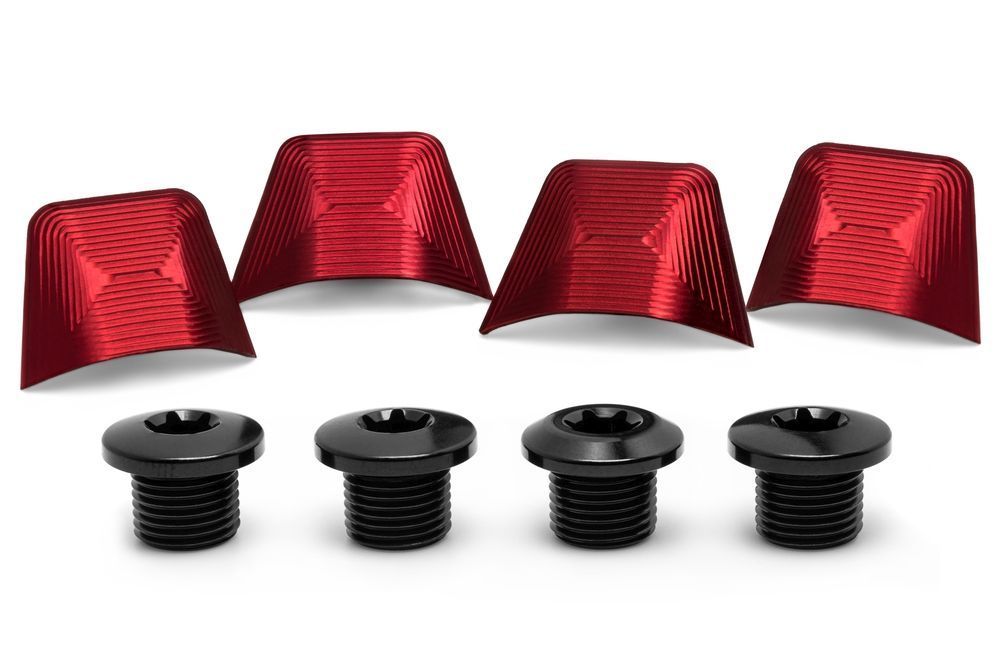 Absolute Black Dura Ace 9000 Abdeckungen + Schrauben, rot