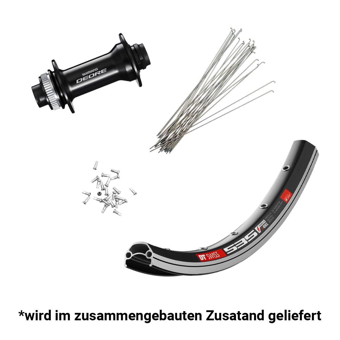 Vorderrad DT Swiss 535 26" / Shimano Deore M5100, schwarz, Centerlock, 100/5mm