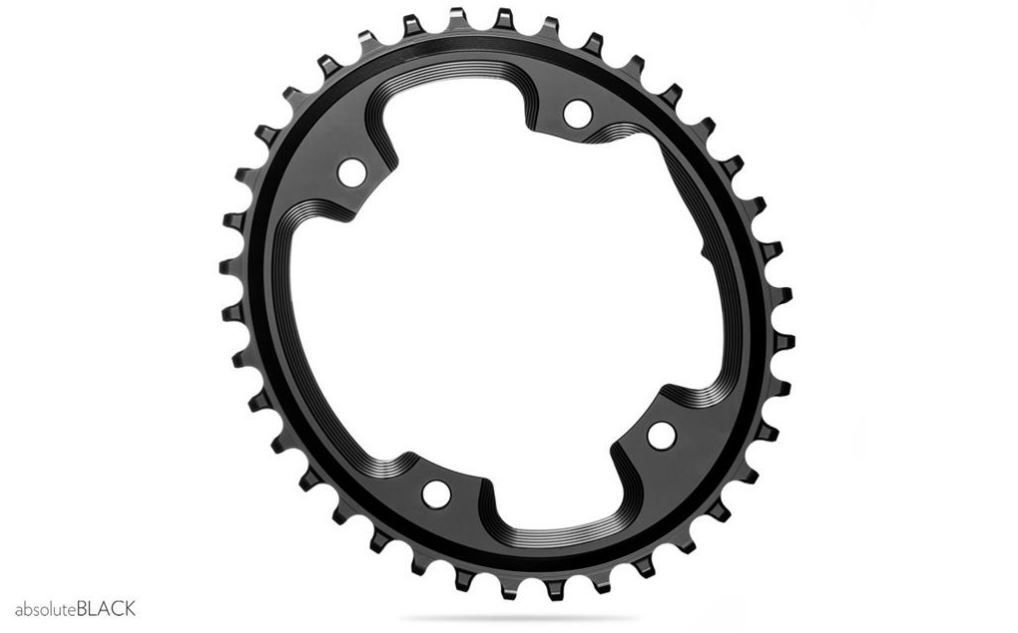 Absolute Black-Absolute Black CX Kettenblatt, 110 LK, 4 Loch, asym., oval, schwarz, 42 Zähne_CXOV421104BK_