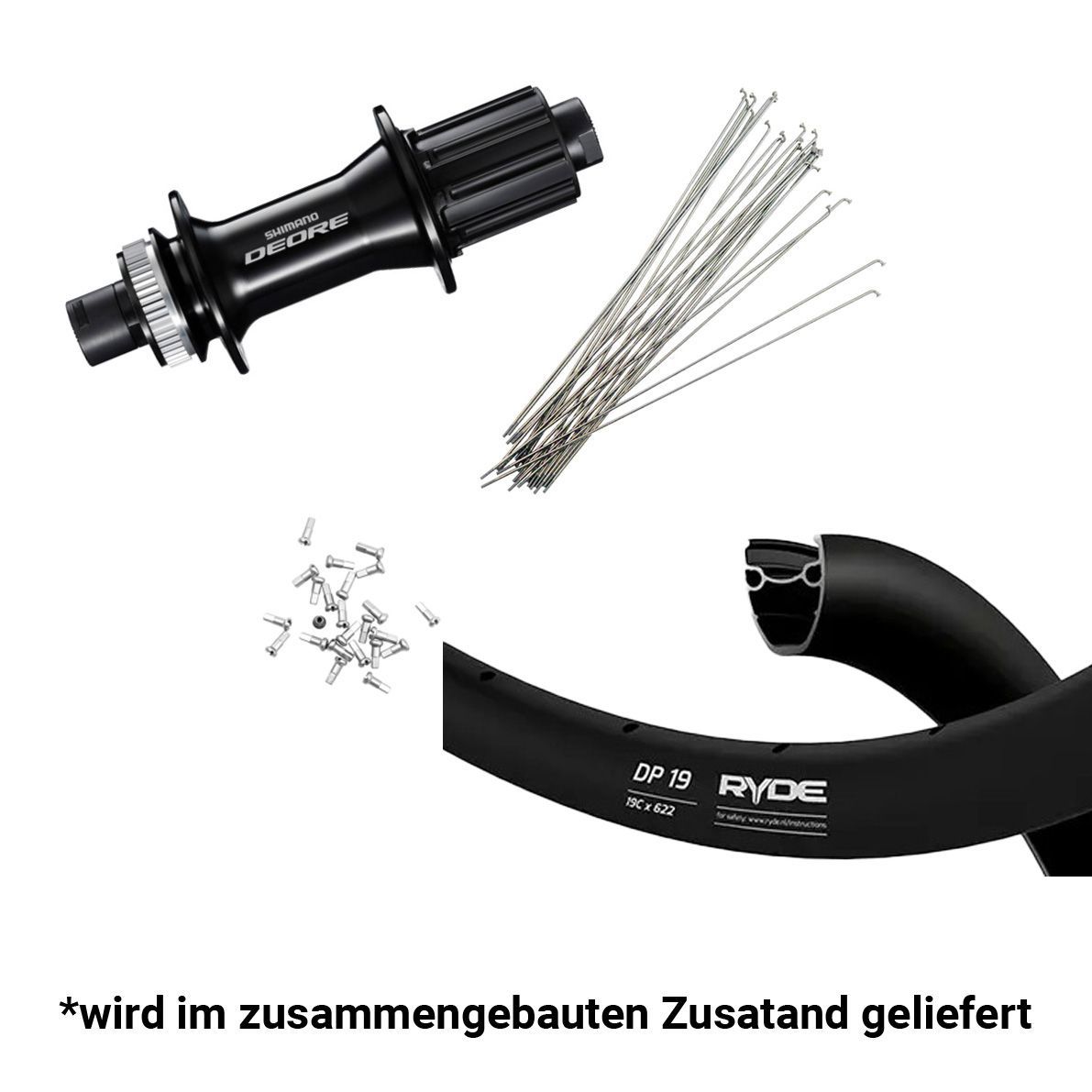 Hinterrad Ryde DP19 disc 700c / Shimano Tiagra Centerlock, schwarz, 142/12mm - , Shimano