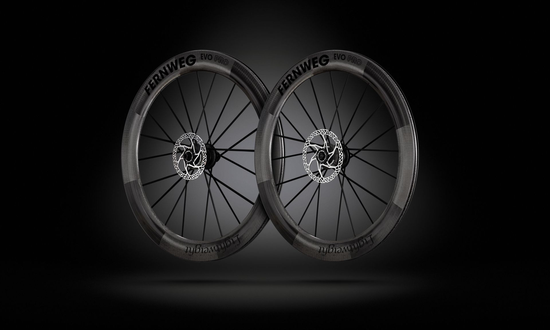 Lightweight Laufradsatz Fernweg EVO PRO 63mm Clincher Disc,  - Tubeless, 20/20 Speichen, schwarz Edition