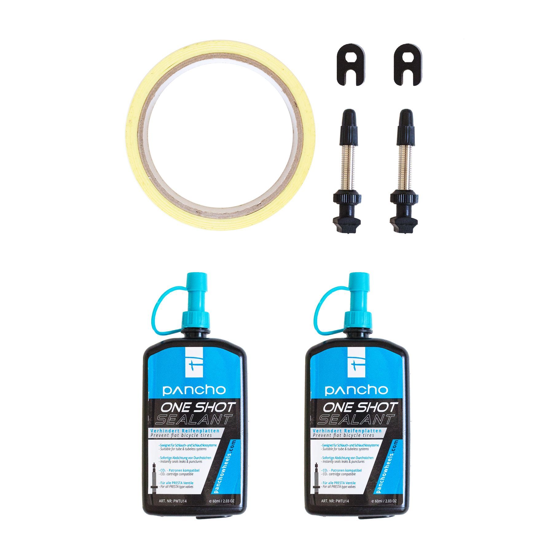 Panchowheels-Panchowheels Tubelesskit (2x Sealant OKO 65ml + 2 x Ventile + Felgenband_PWTU16-37_