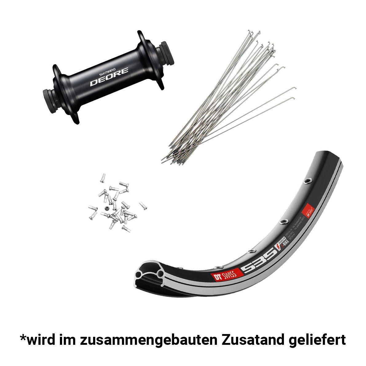 Panchowheels-Vorderrad DT Swiss 535 700c / Shimano Deore, schwarz, V-Brake_PW416-VRVB_
