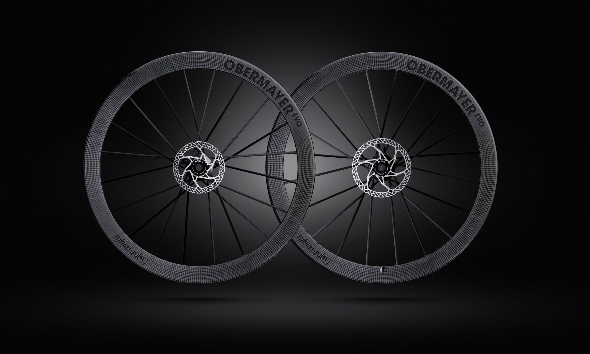 Lightweight Laufradsatz Obermayer Clincher Disc EVO, Tubeless, schwarz Edition